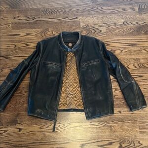 Marc New York Black Leather Jacket with Brown Lining size large
